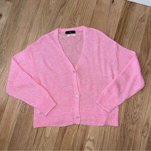 MNG Wool Blend Bubblegum Pink Cardigan Button Front Medium